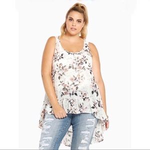 Torrid Floral Sheer High Low Tank Top